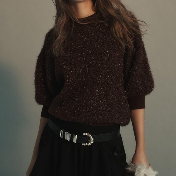 Anthropologie Sweaters - Anthropologie Maeve The Violetta Short-Sleeve Tinsel Sweater